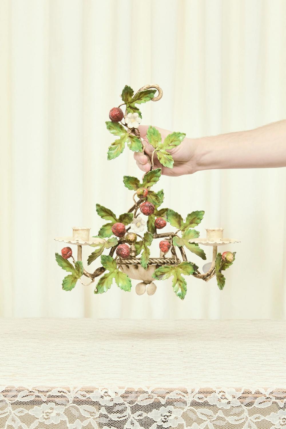 Tanner Fletcher Vintage Italian Metal Strawberry Candle Sconces Set/2 (1950's)