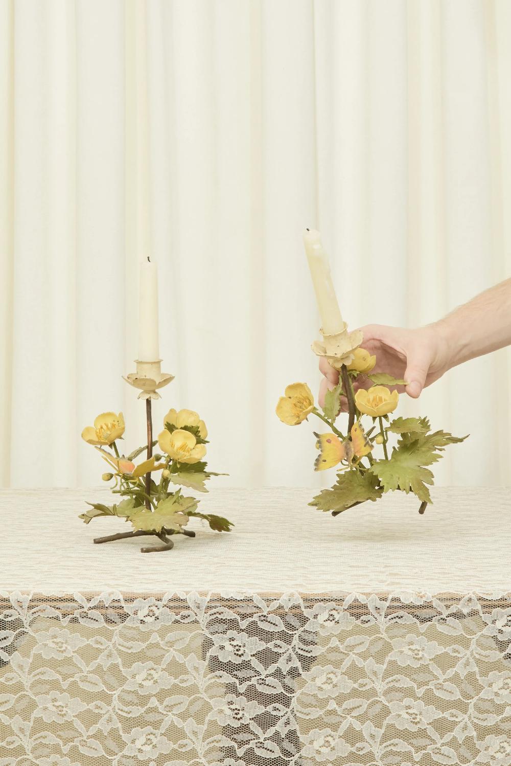 Tanner Fletcher Vintage Metal Butterfly Candle Holders Set/2