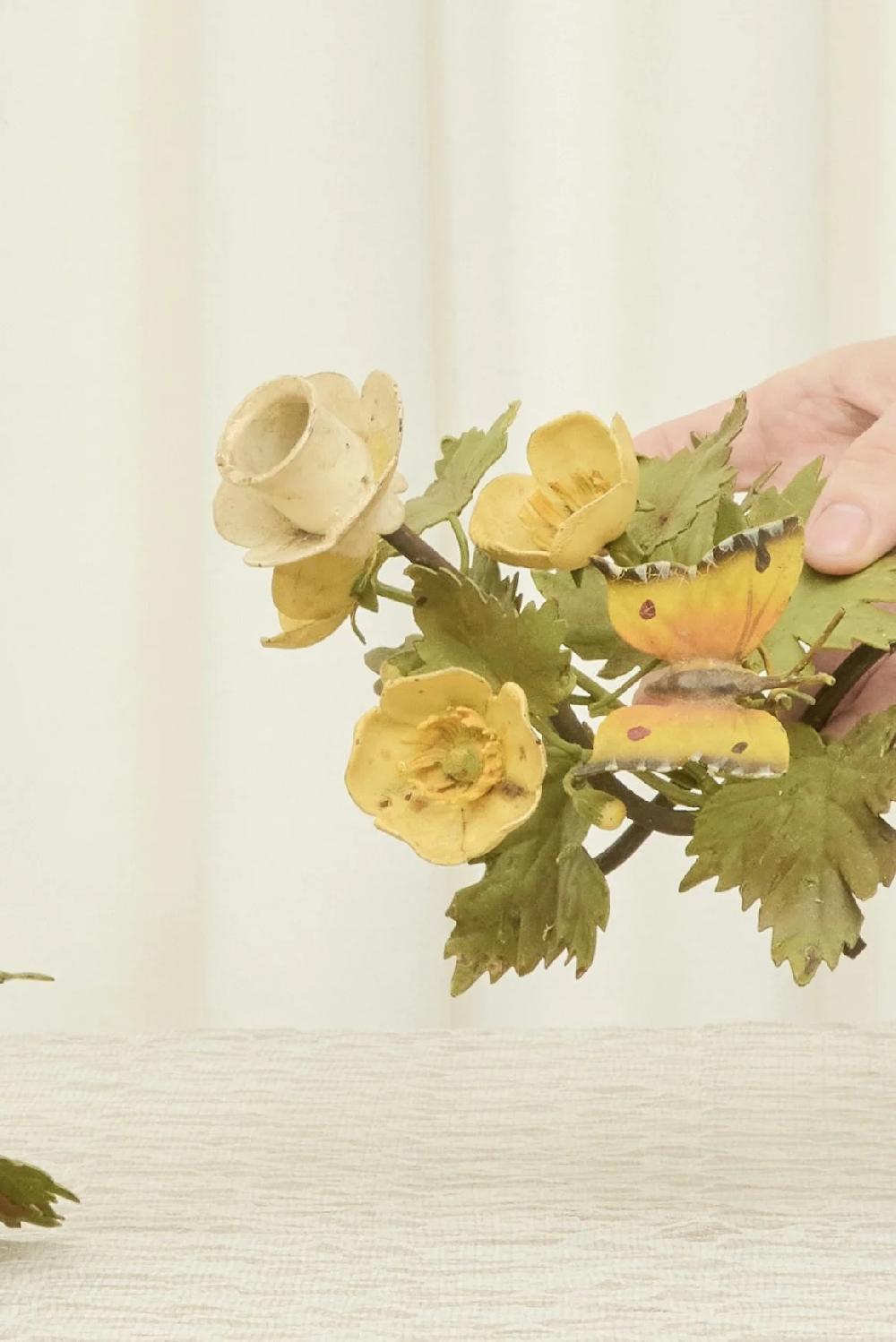 Tanner Fletcher Vintage Metal Butterfly Candle Holders Set/2