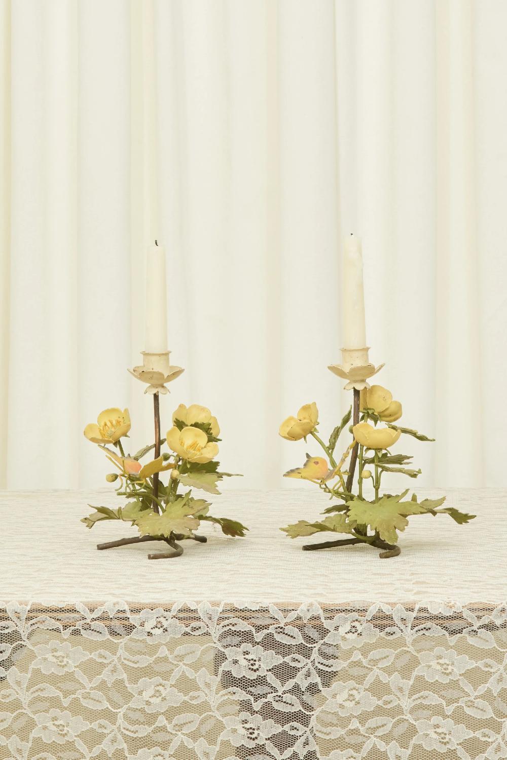 tanner fletcher Vintage Metal Butterfly Candle Holders Set/2