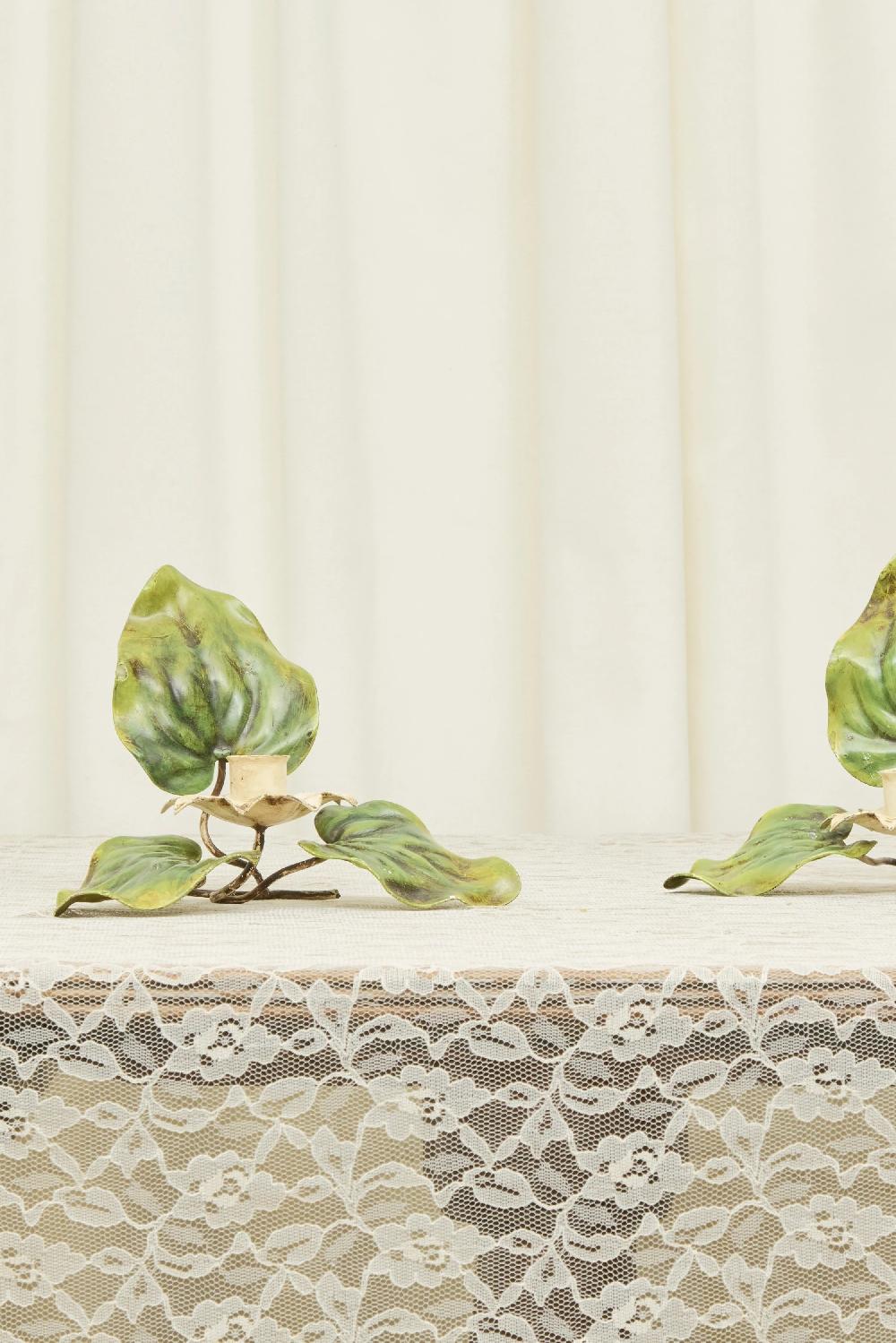 Tanner Fletcher Vintage Metal Floral Candle Holders Set/2