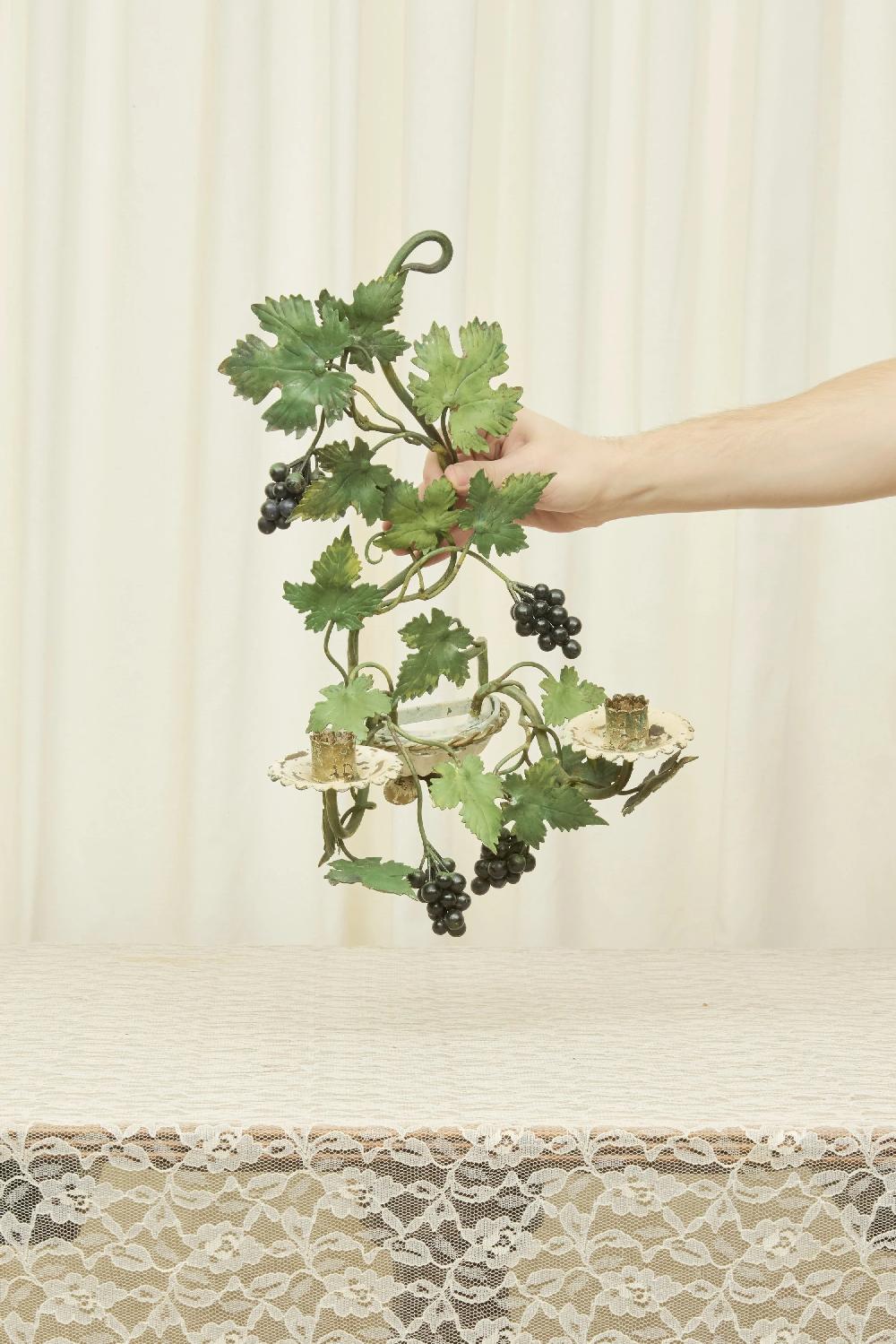 Tanner Fletcher Vintage Metal Grape Vine Candle Sconce