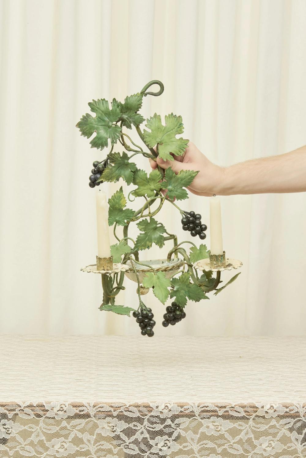 tanner fletcher Vintage Metal Grape Vine Candle Sconce