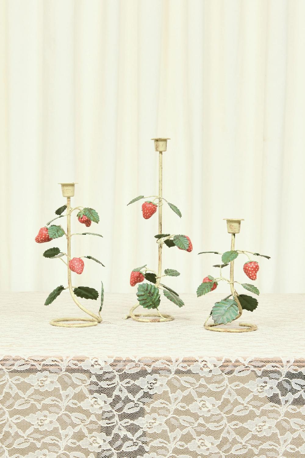 Tanner Fletcher Vintage Metal Strawberry Candleholders
