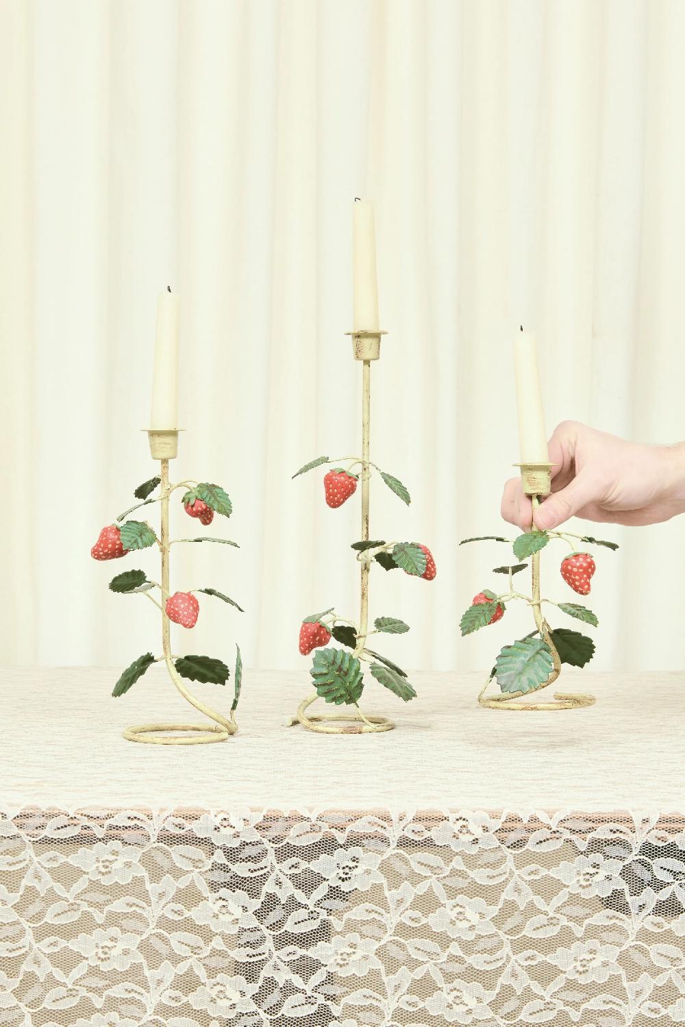 Tanner Fletcher Vintage Metal Strawberry Candleholders