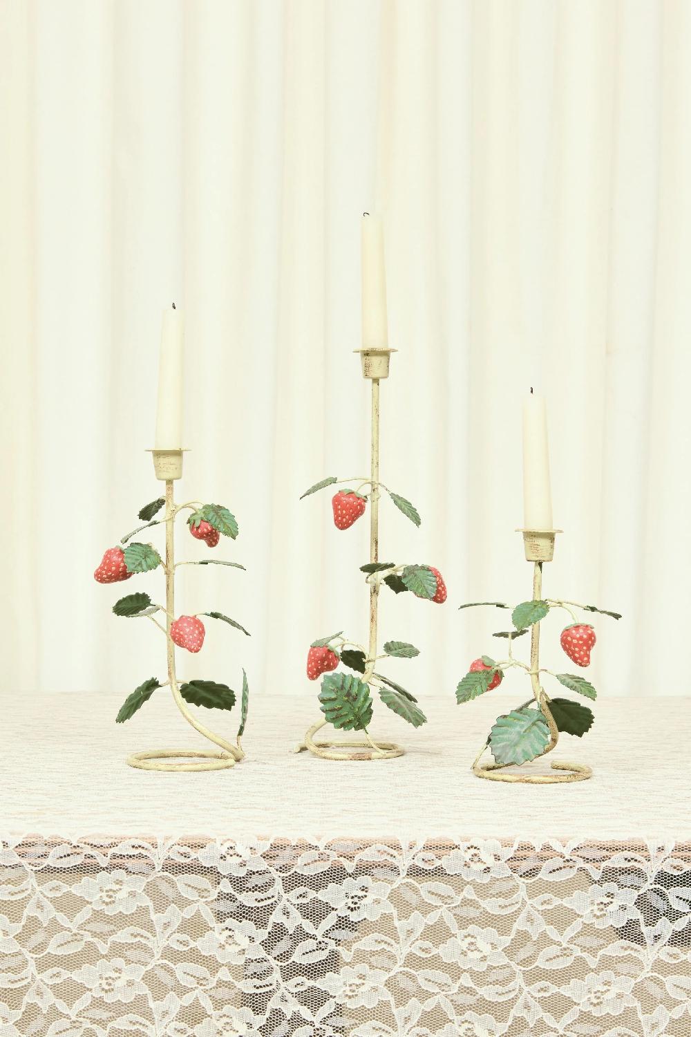 tanner fletcher Vintage Metal Strawberry Candleholders