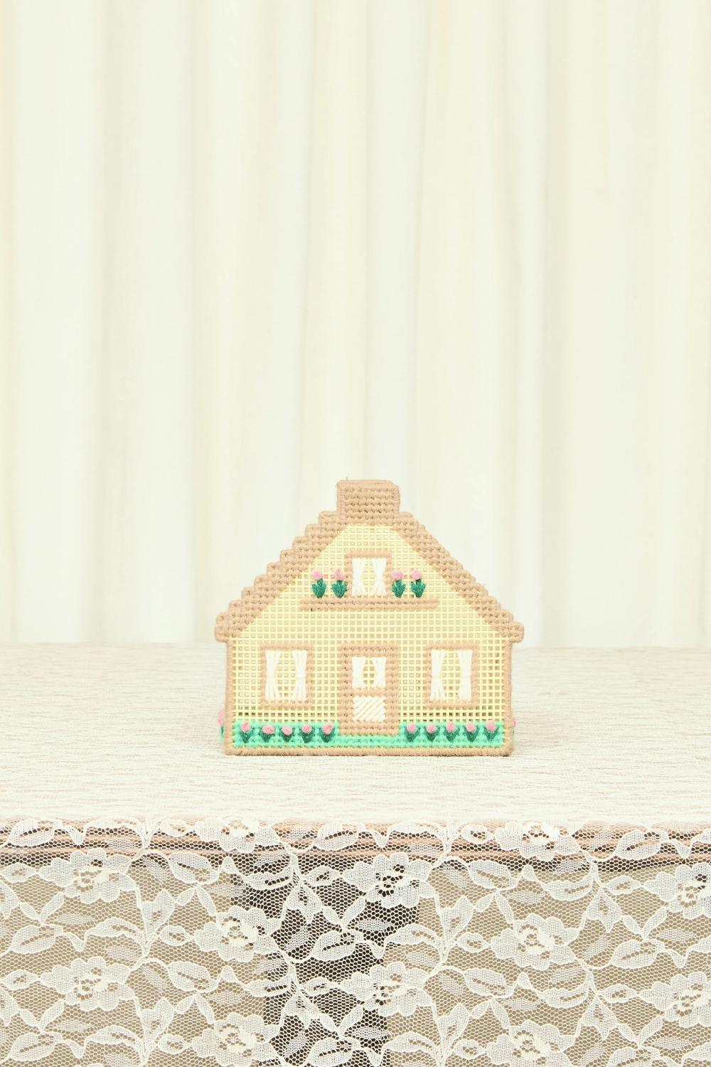 Tanner Fletcher Vintage Needlepoint Cottage Letter/Napkin Holder