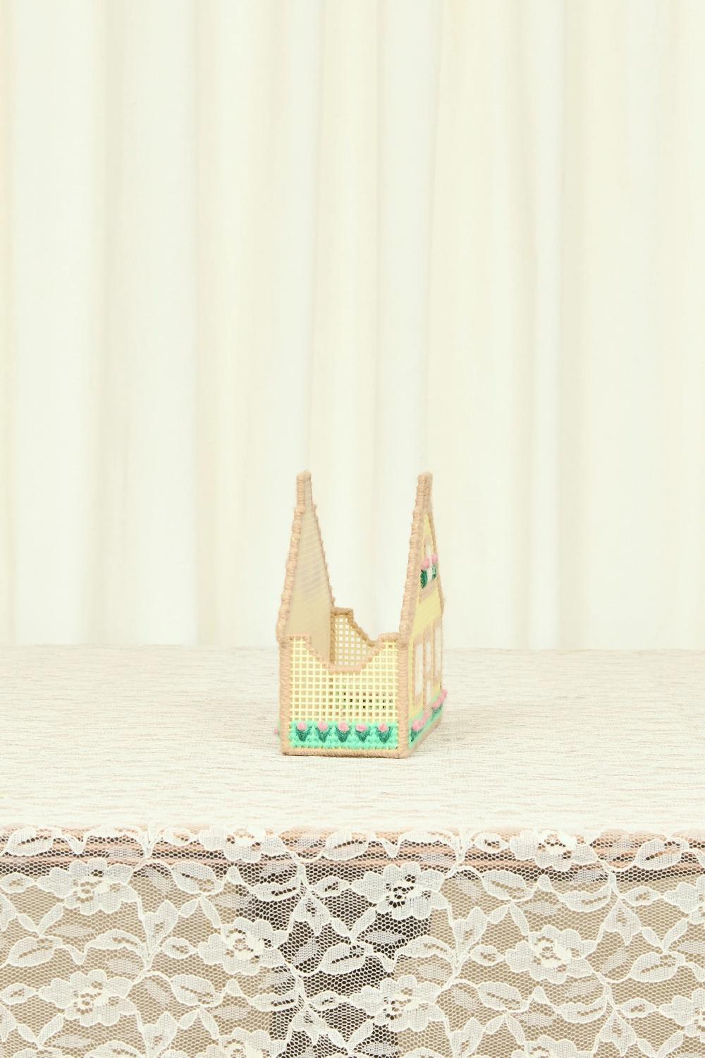 Tanner Fletcher Vintage Needlepoint Cottage Letter/Napkin Holder