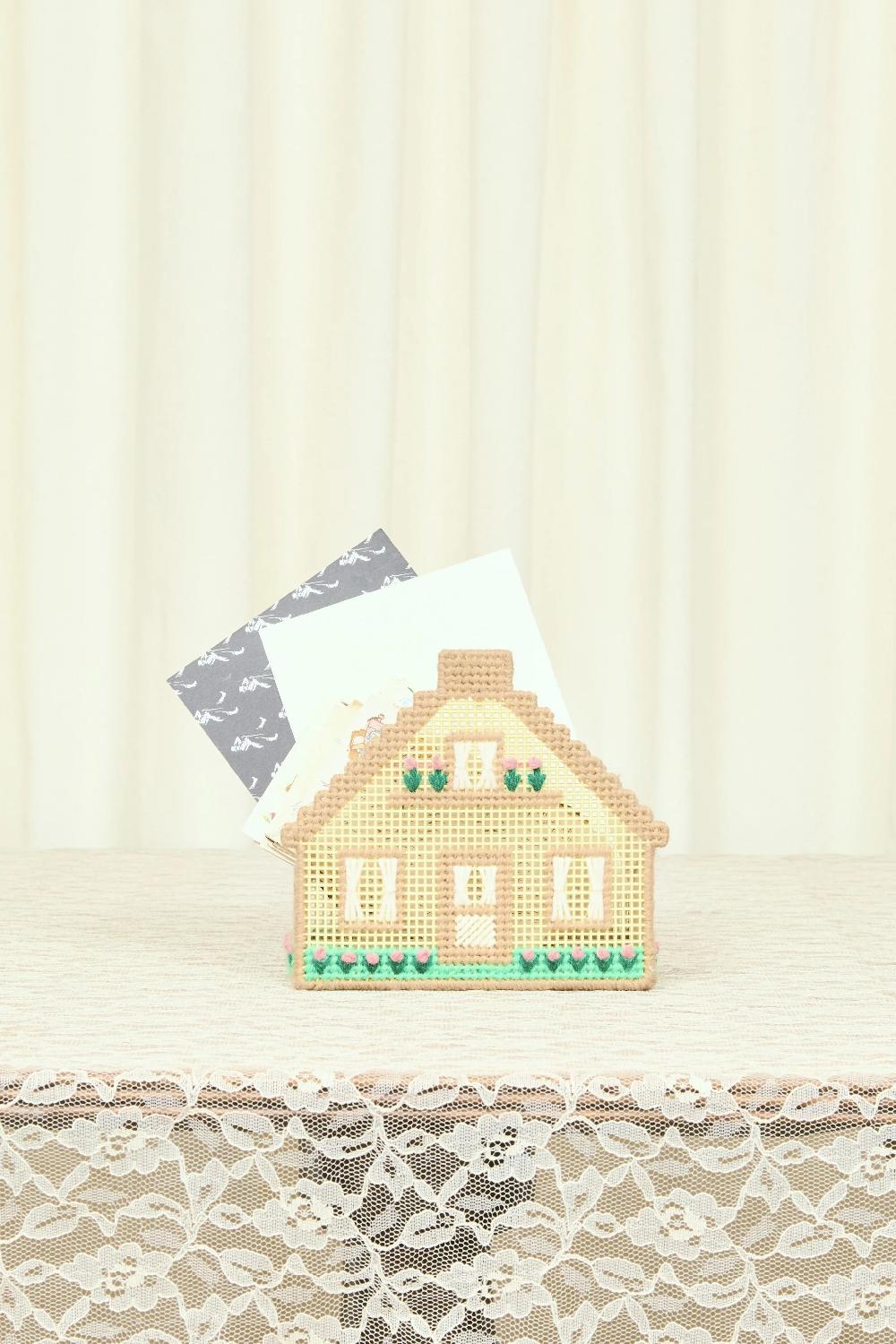 tanner fletcher Vintage Needlepoint Cottage Letter/Napkin Holder