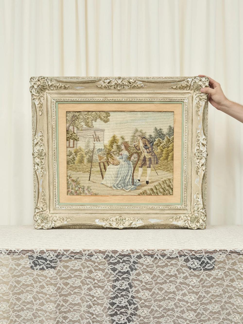 tanner fletcher Vintage Needlepoint Scene of an Artist