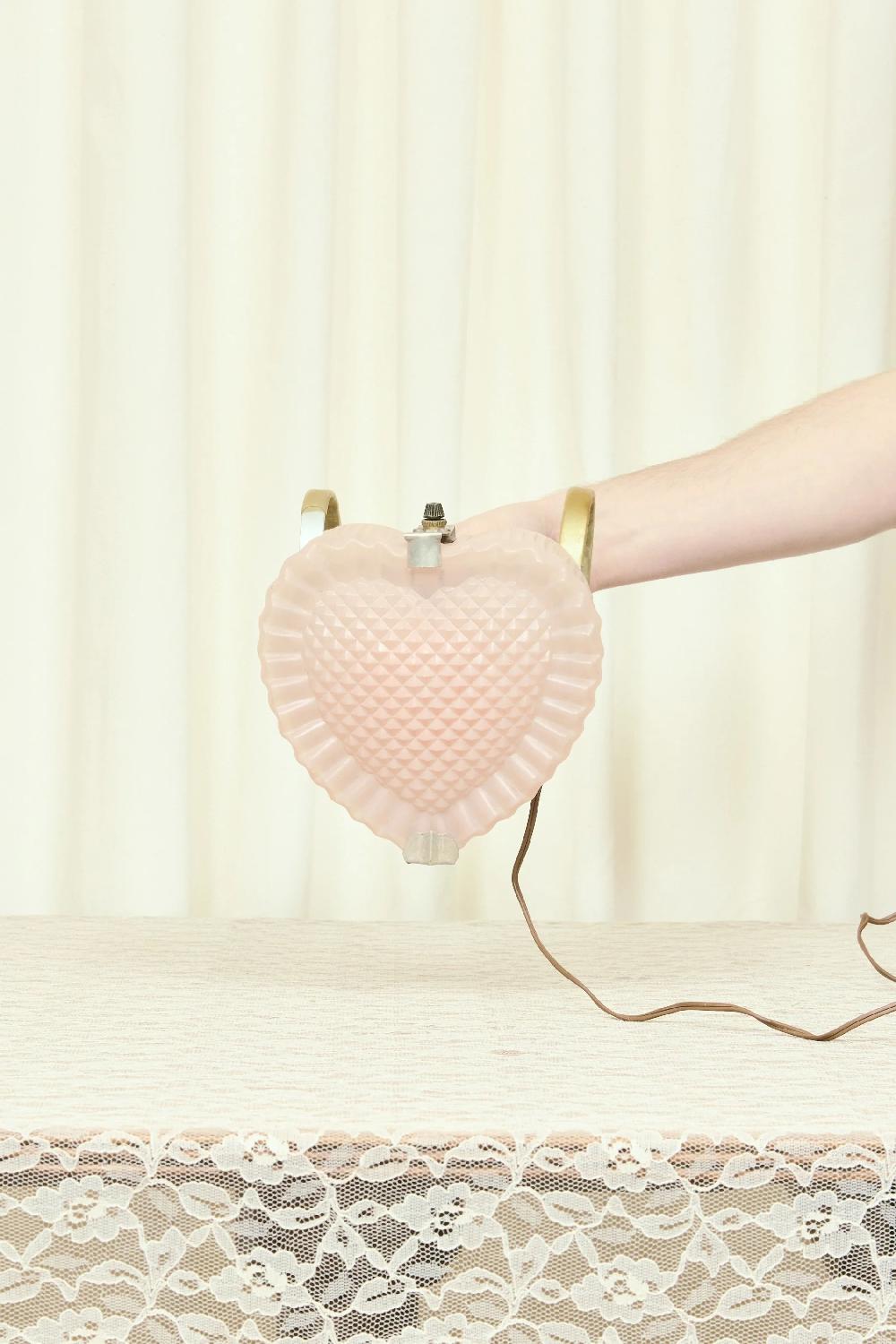 Tanner Fletcher Vintage Pink Leaning Heart Shaped Boudoir Lamp