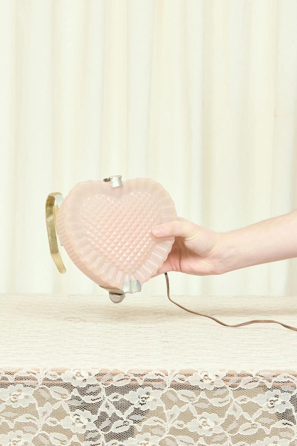 tanner fletcher Vintage Pink Leaning Heart Shaped Boudoir Lamp