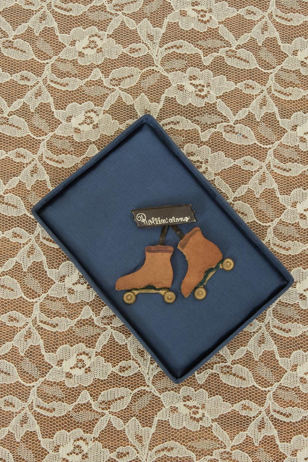 tanner fletcher Vintage "Rollin' Along" Leather Brooch