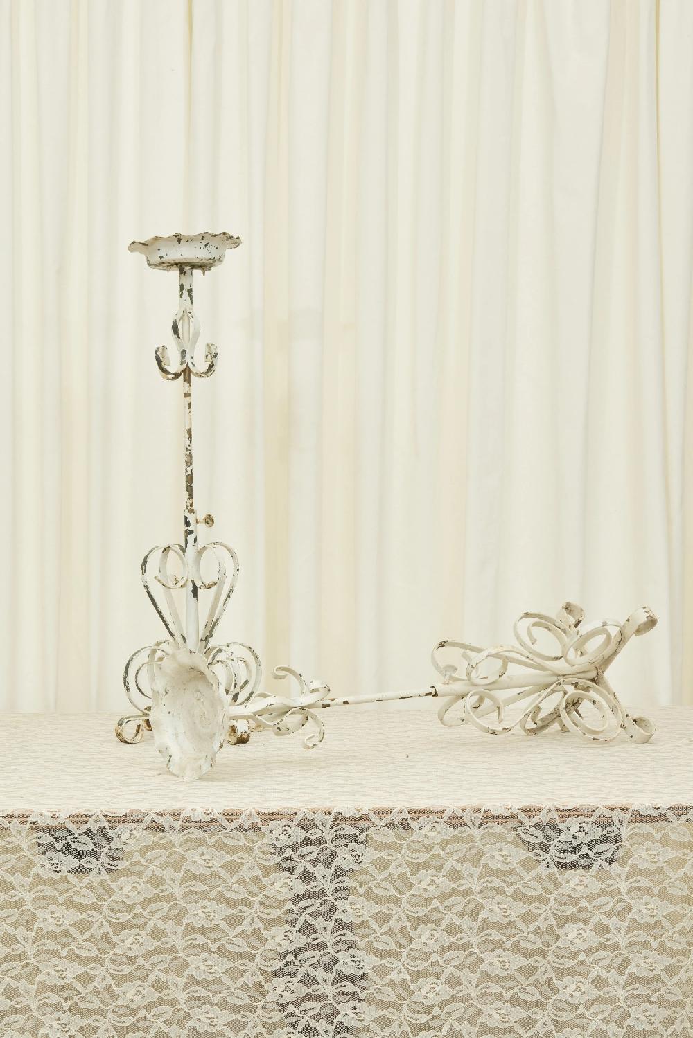 Tanner Fletcher Vintage Wrought Iron Candle/Plant Holder Set/2