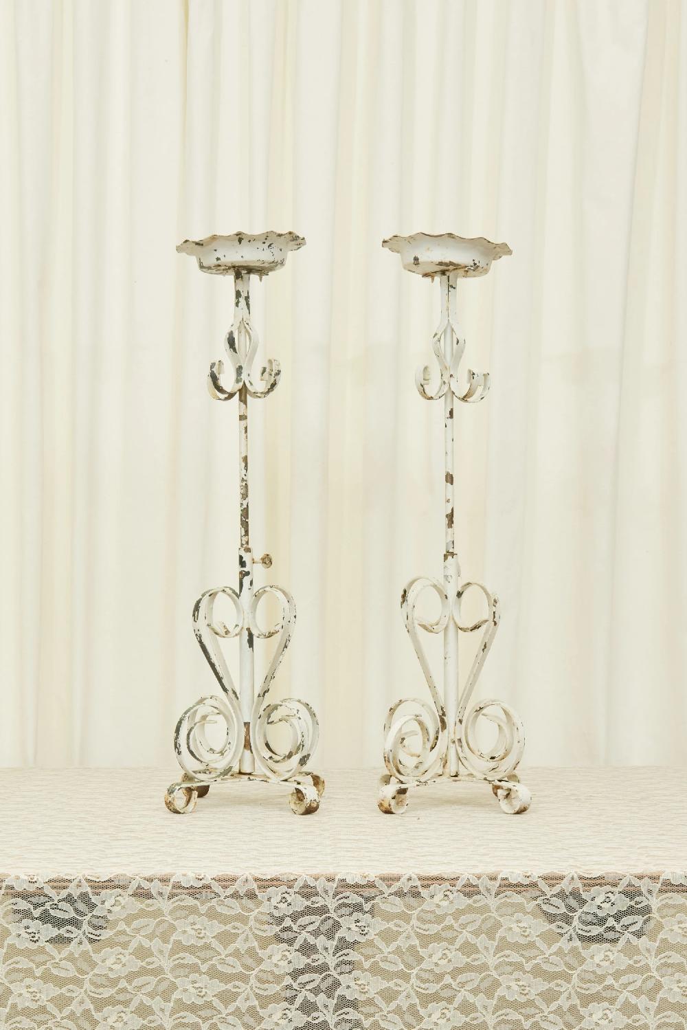 Tanner Fletcher Vintage Wrought Iron Candle/Plant Holder Set/2