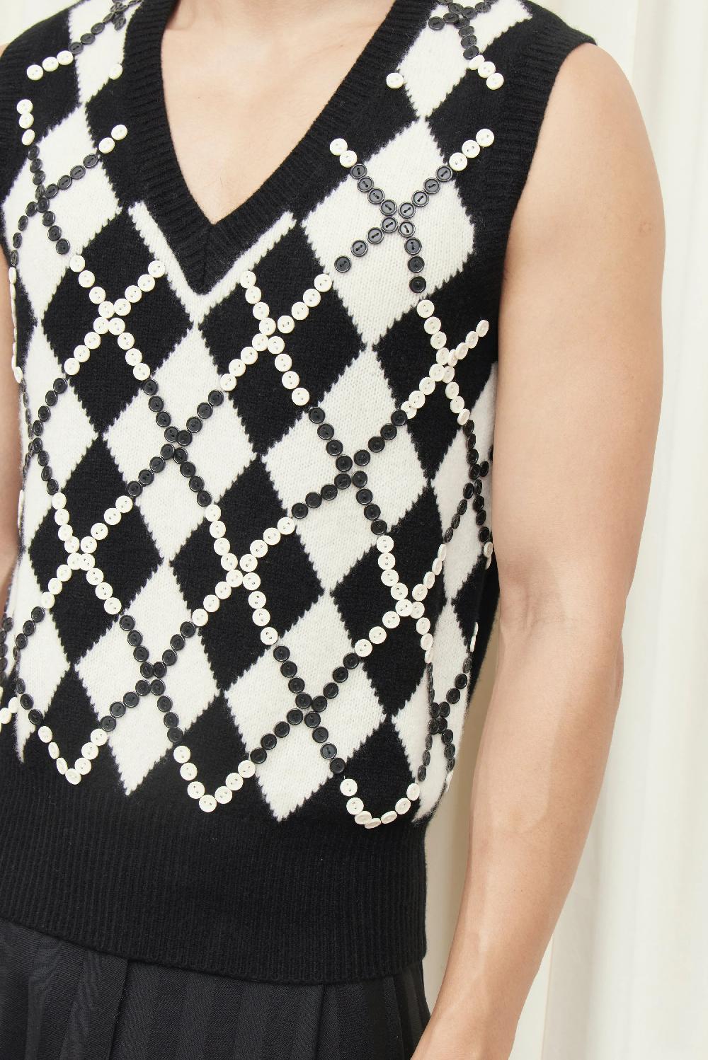 Tanner Fletcher Winston Button Embellished Sweater Vest