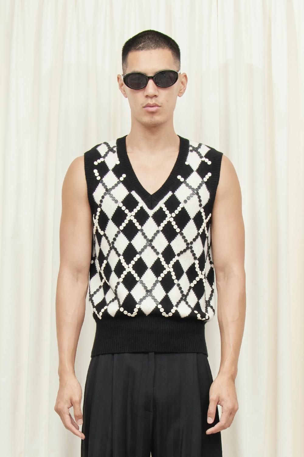 tanner fletcher Winston Button Embellished Sweater Vest