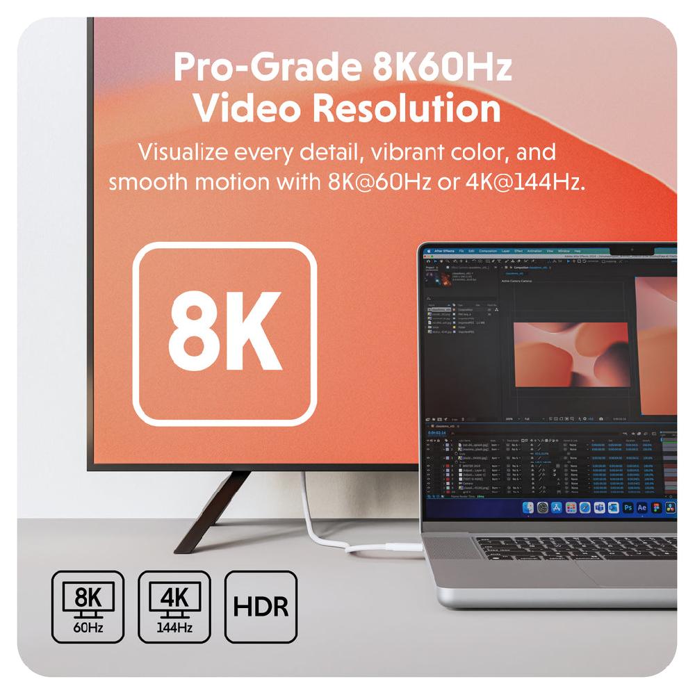 Targus HyperDrive Next USB4 Type-C Performance Cable (1.2m/4ft) - White