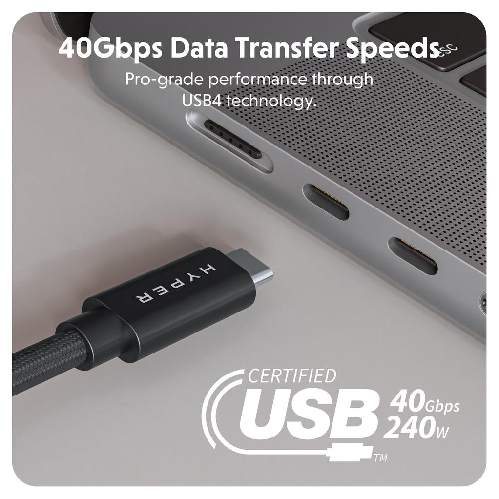 Targus HyperDrive Next USB4 Type-C Performance Cable (1.2m/4ft) - Black
