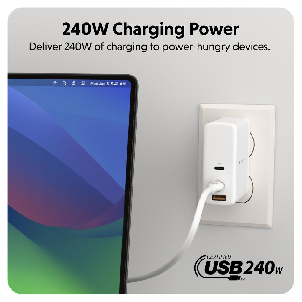 Targus HyperJuice 240W Silicone USB-C To USB-C Cable (3ft/1m) - White