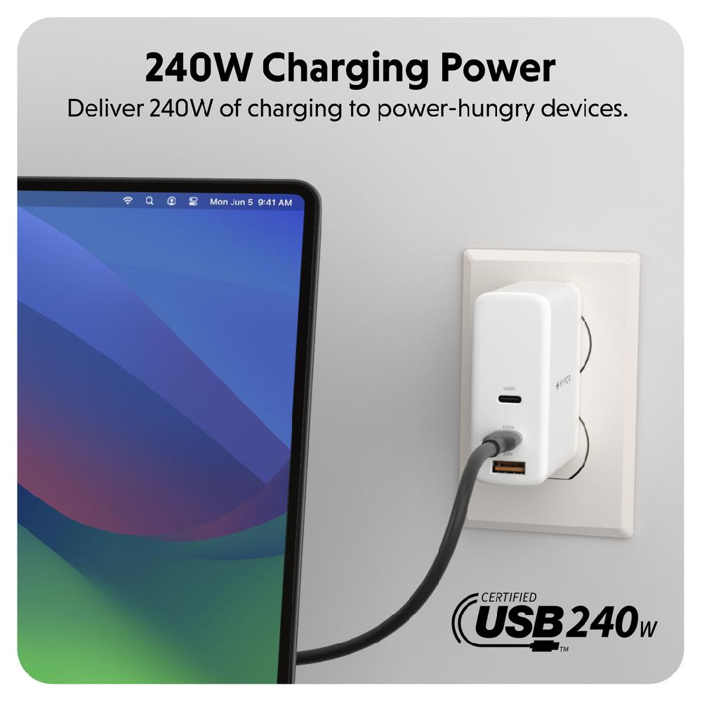 Targus HyperJuice 240W Silicone USB-C To USB-C Cable (6ft/2m) - Black