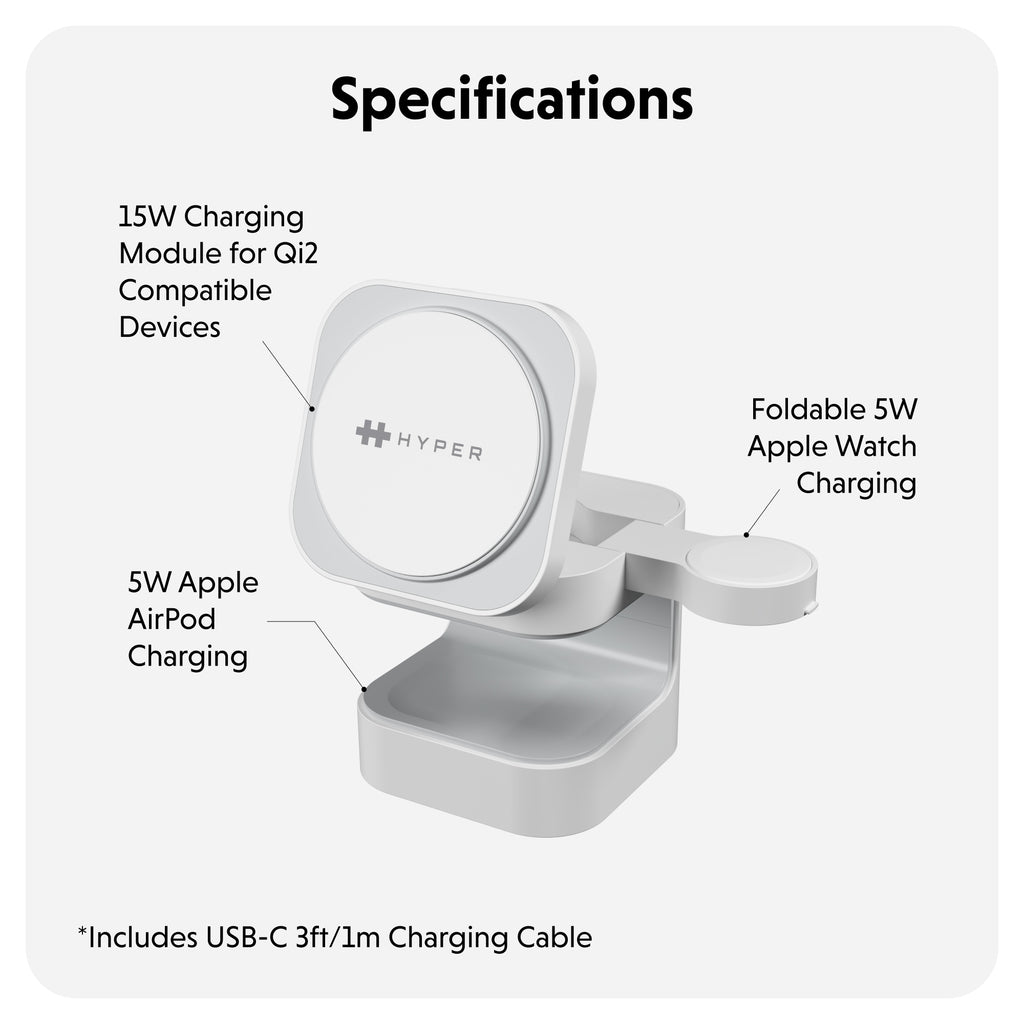 Targus HyperJuice Qi2 3-in-1 Magnetic Charging Stand