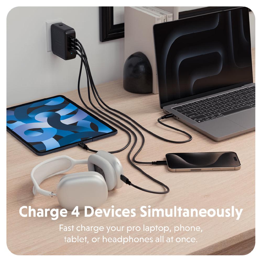 Targus HyperJuice® 100W USB-C GaN Safety Tested Travel Charger - Black