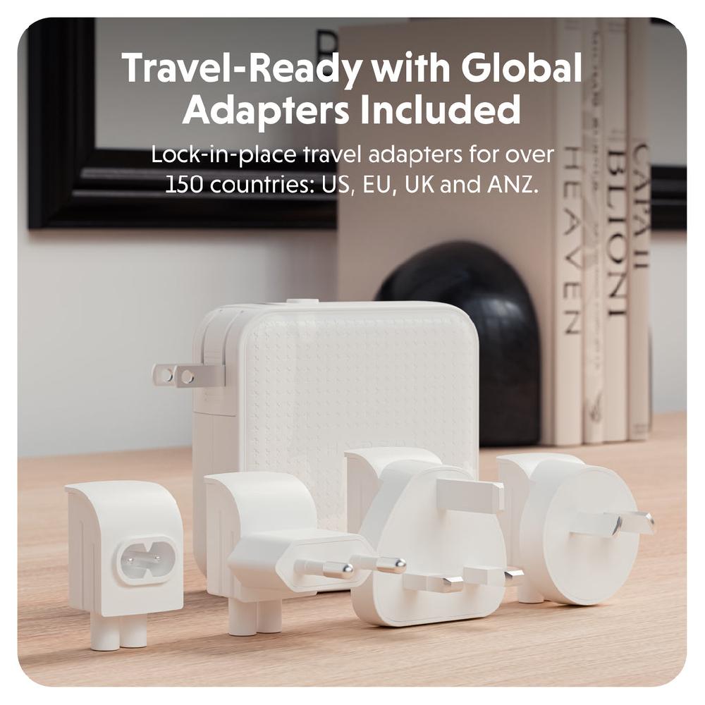 Targus HyperJuice® 100W USB-C GaN Safety Tested Travel Charger - White