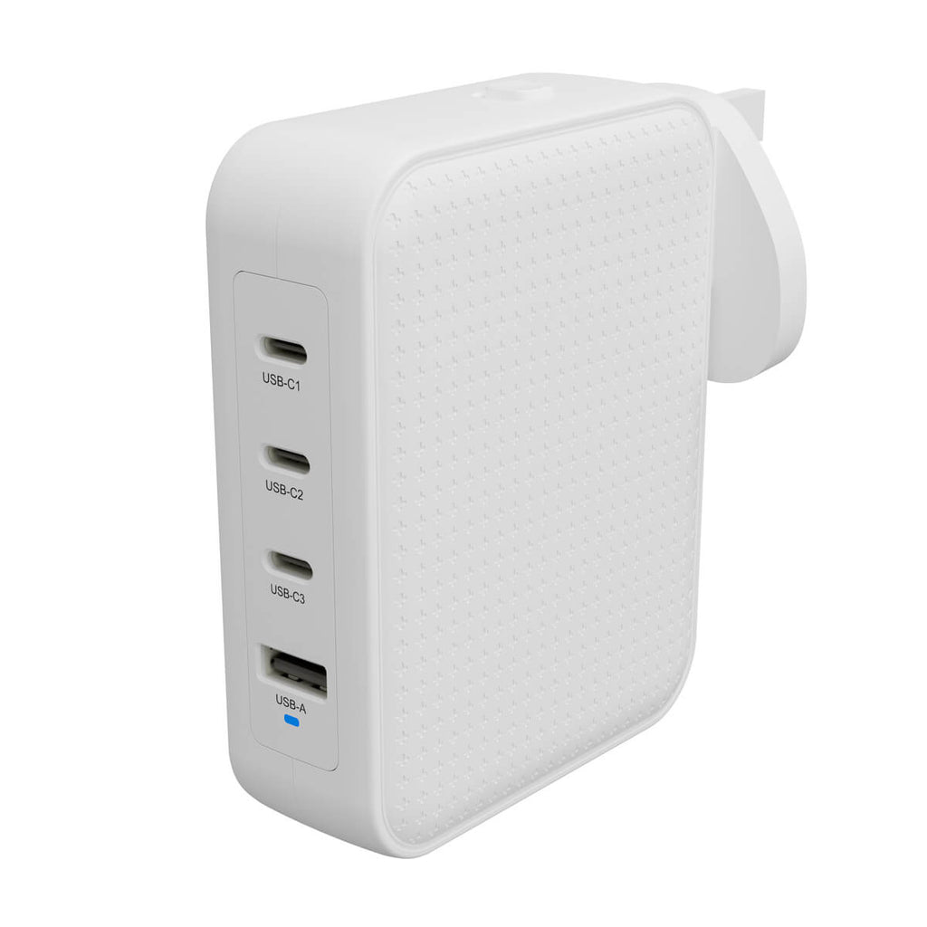 Targus HyperJuice® 145W USB-C GaN Safety Tested Travel Charger With 4 Ports - White