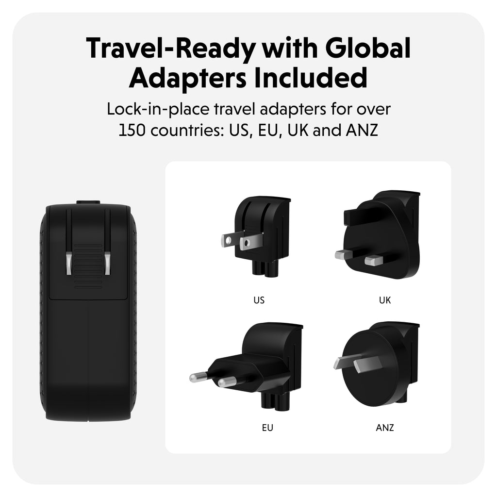 Targus HyperJuice® 70W USB-C GaN Safety Tested Travel Charger - Black