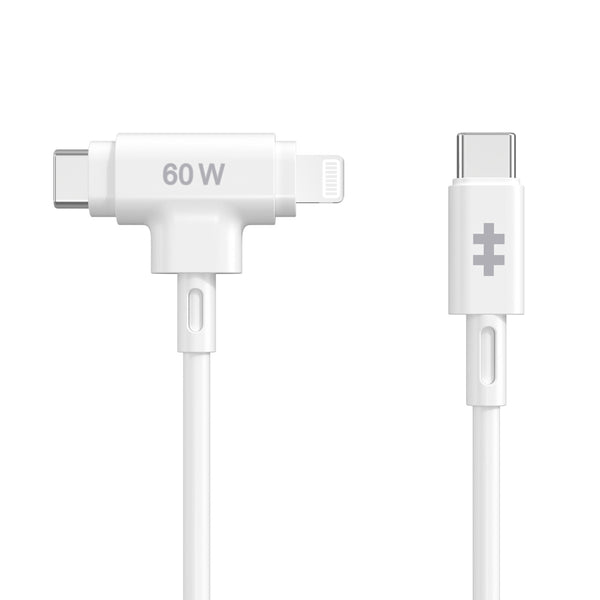 targus HyperJuice USB-C and Lightning Hybrid Silicone Cable (1.5m/5ft) - White